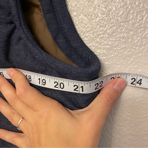 H&M Men’s full zip Puffer Vest blue chambray front pockets size 40R - Picture 4 of 8